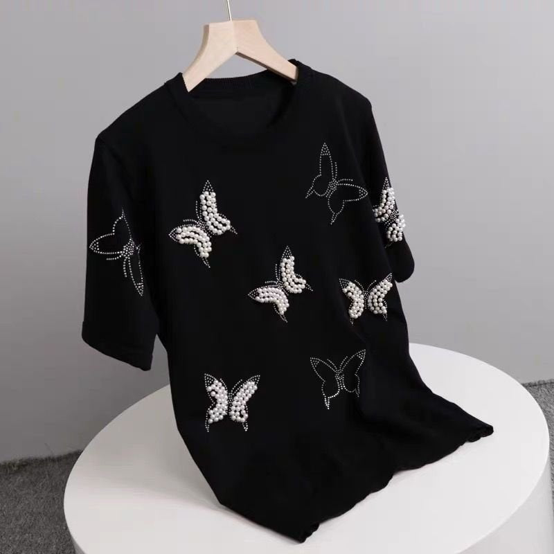 Women Short Sleeve Casual Knitted Shirts & Tops