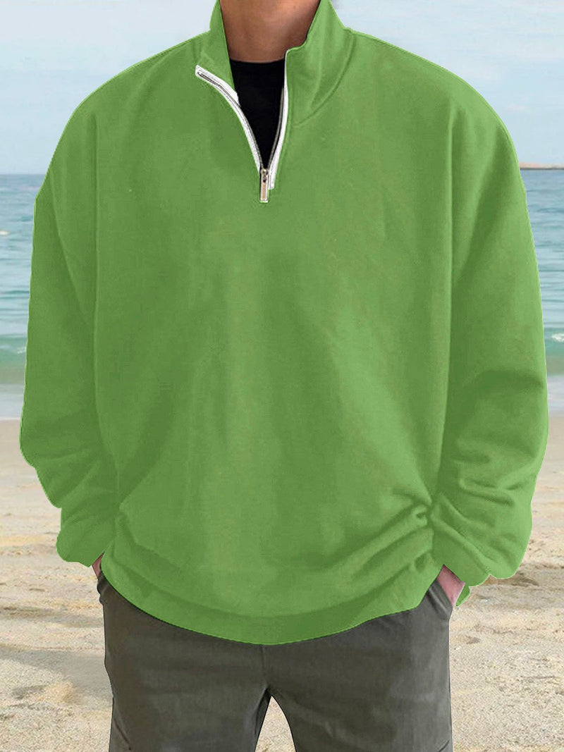 Outdoor Warm Stand Collar Men's Zipper Long Sleeve Hoodie