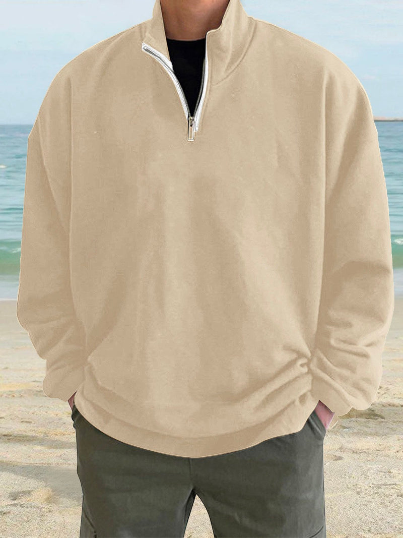 Outdoor Warm Stand Collar Men's Zipper Long Sleeve Hoodie