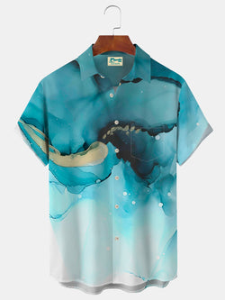 Hawaiian Gradient Water Ripple Men's Button Pocket Shirt