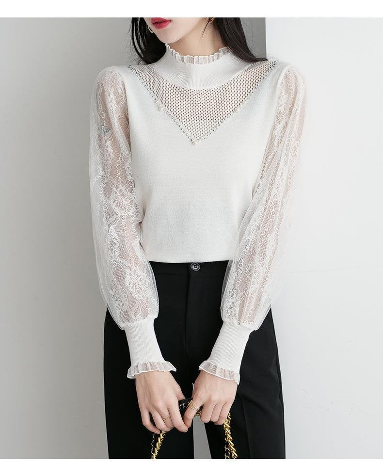 Casual Balloon Sleeve Knitted Shirts & Tops